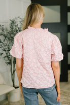 Growing Together Notch Neck Puff Sleeve Top Womens Ave Shops- Tilden Co.