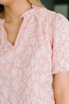 Growing Together Notch Neck Puff Sleeve Top Womens Ave Shops- Tilden Co.