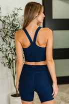 Gym and Juice Ribbed Knit Square Neck Tank in Navy Womens Ave Shops- Tilden Co.