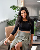 Crew Neck 3/4 Sleeve Halftee Black / XS Black XS 3/4 HALFTEE Layering Fashions- Tilden Co.