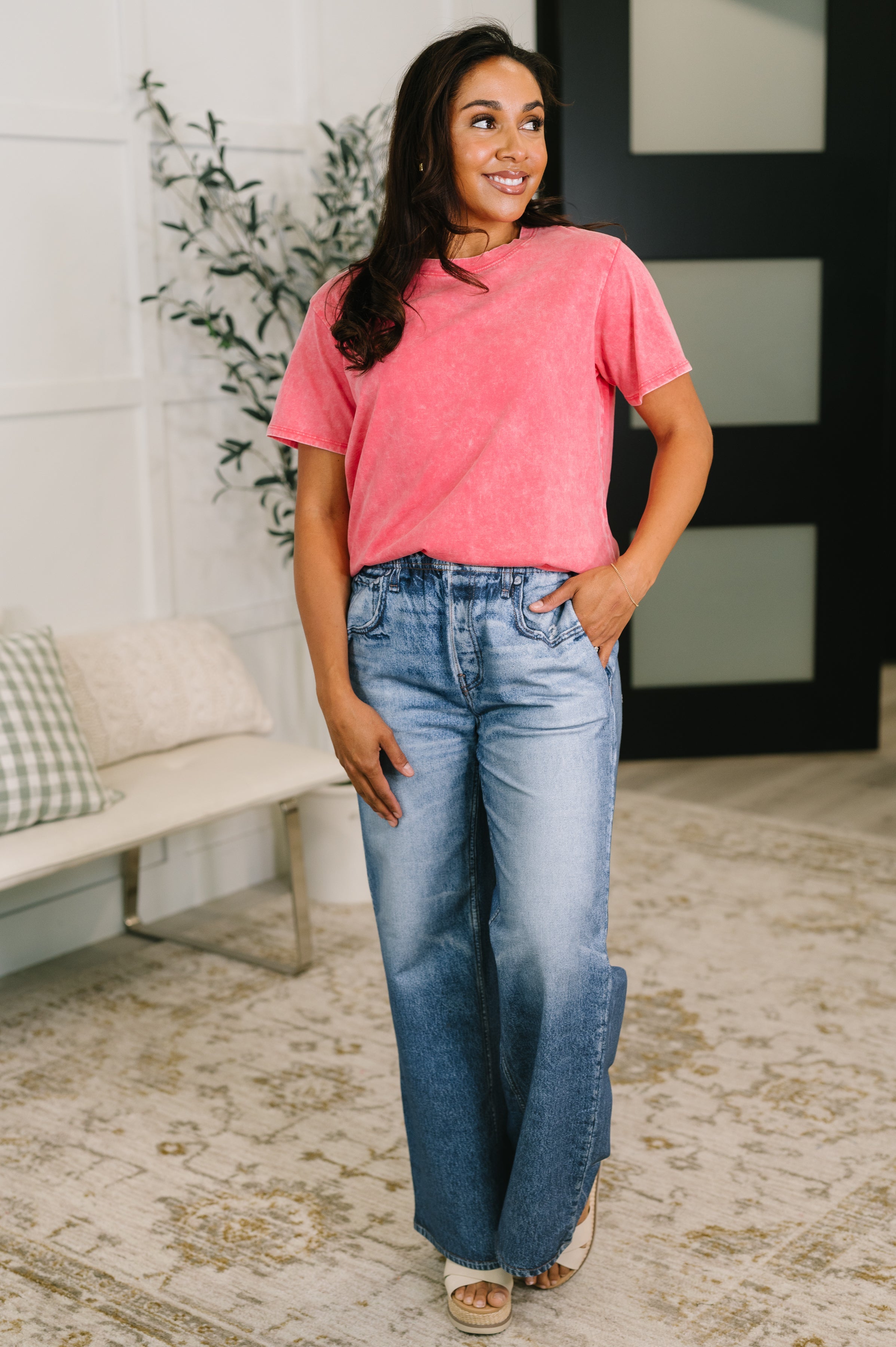 Had to Be There Mineral Wash Tee in Fuchsia Womens Ave Shops- Tilden Co.