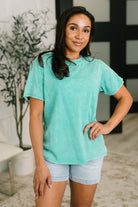 Had to Be There Mineral Wash Tee in Turquoise Womens Ave Shops- Tilden Co.