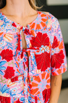 PREORDER: Half Sleeve Poplin Woven Dress in Pink and Blue Floral Womens Ave Shops- Tilden Co.
