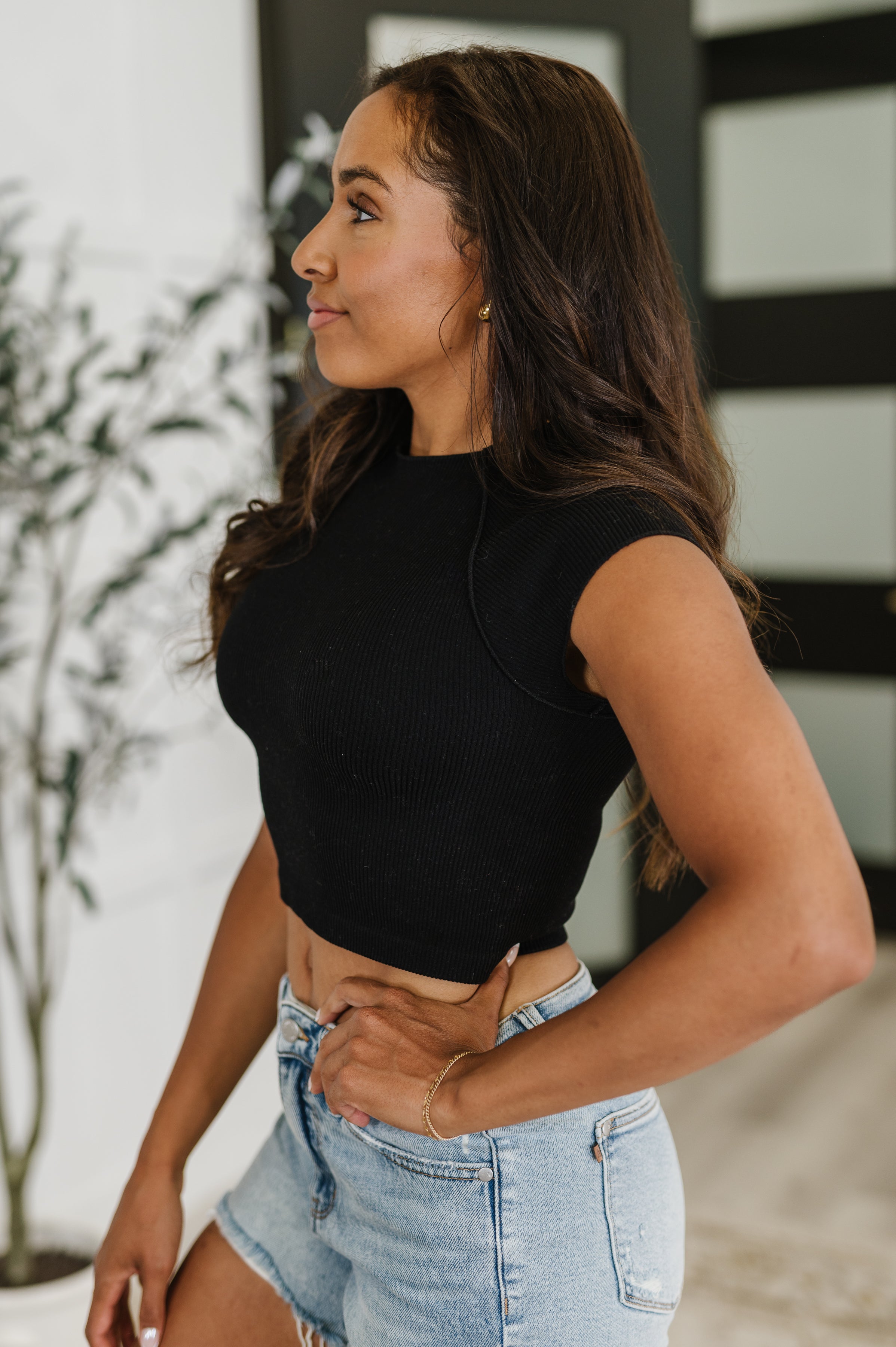 Halfway to Heaven Cropped Top in Black T-Shirt Ave Shops- Tilden Co.