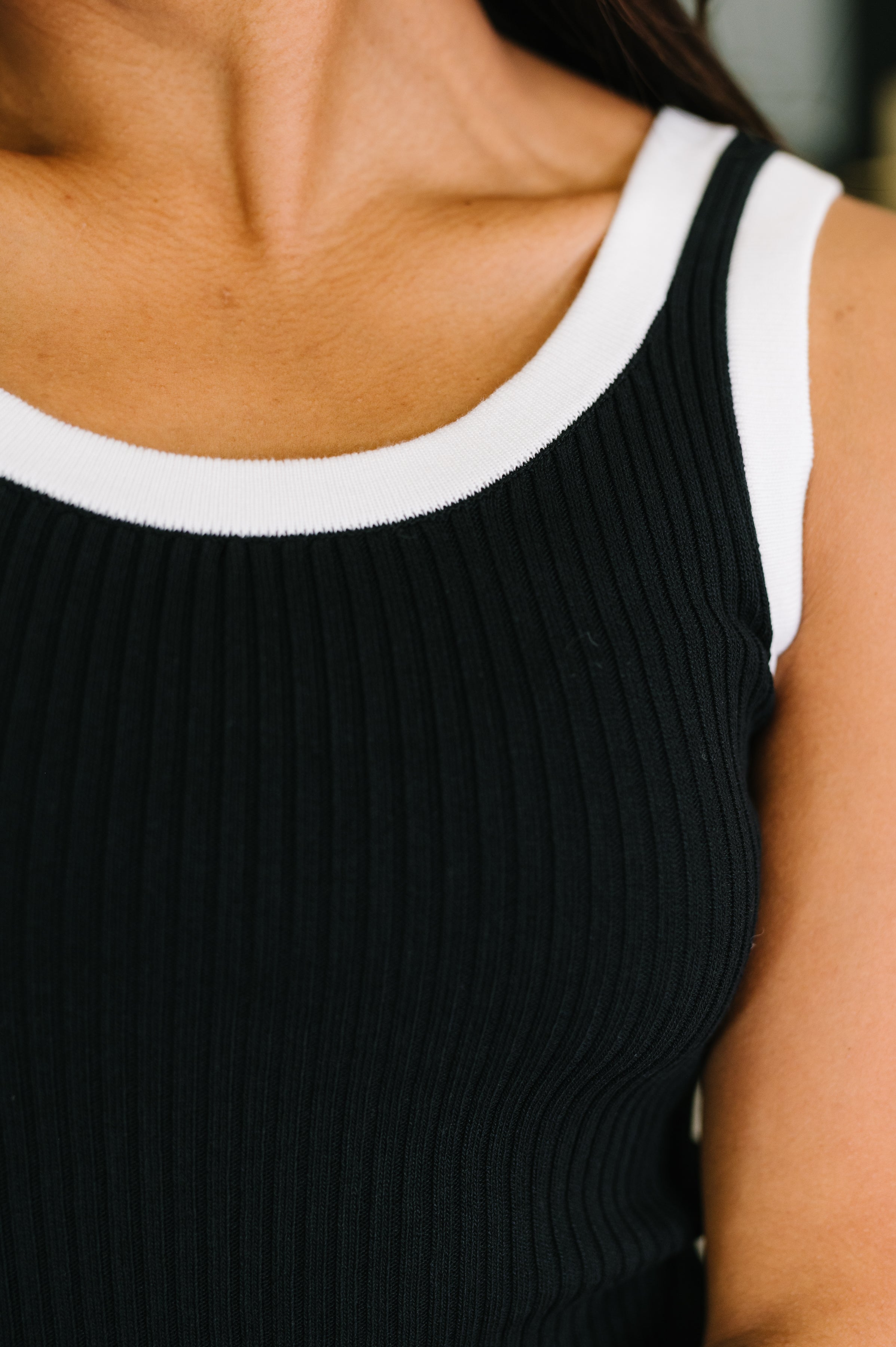 Handled It Contrast Trim Tank in Black Tops Ave Shops- Tilden Co.