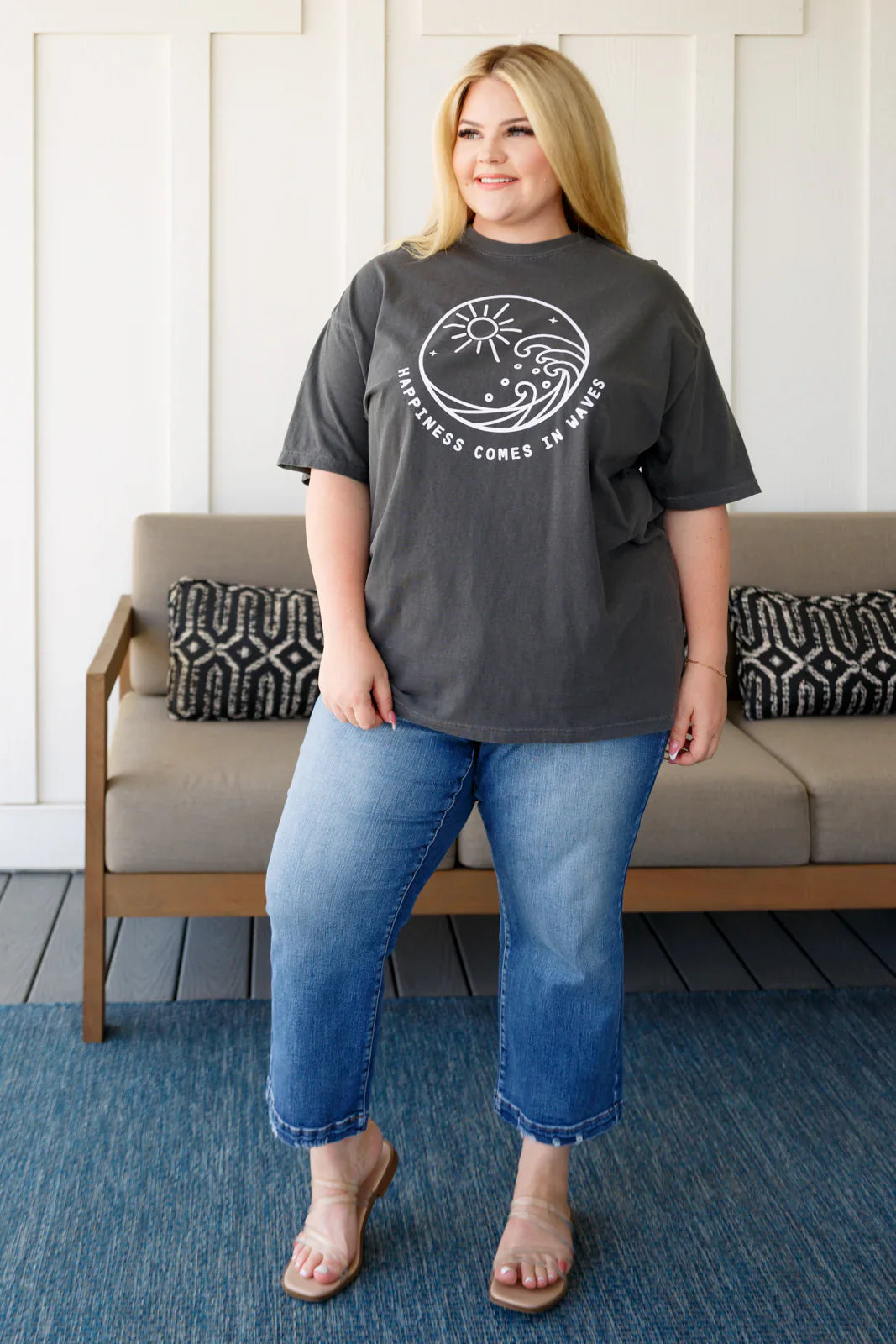 Happiness Comes in Waves Tee Tops Ave Shops- Tilden Co.