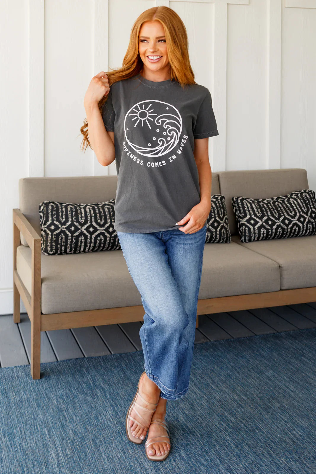 Happiness Comes in Waves Tee Tops Ave Shops- Tilden Co.