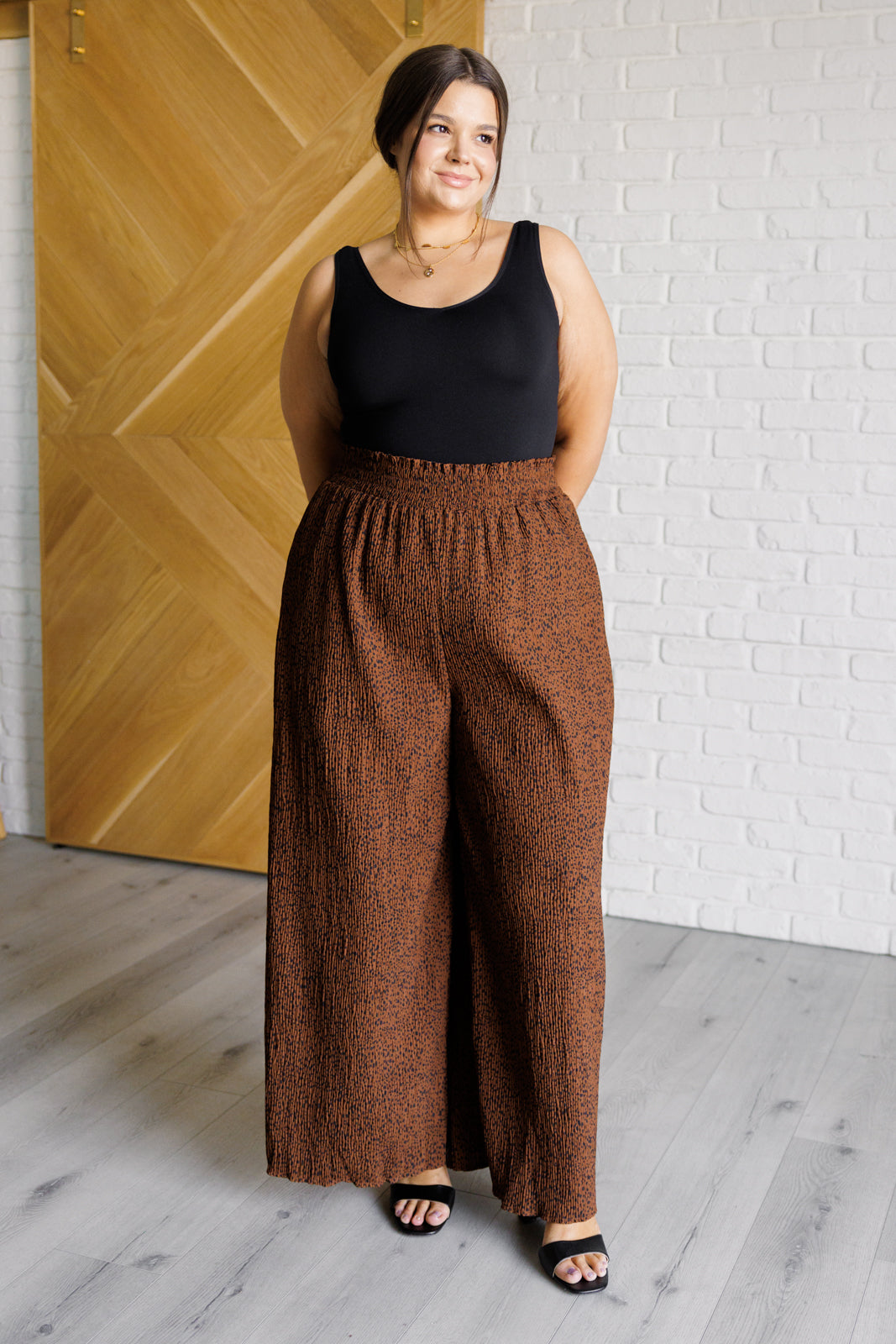 Harmony High Rise Wide Leg Pants in Brown Bottoms Ave Shops- Tilden Co.