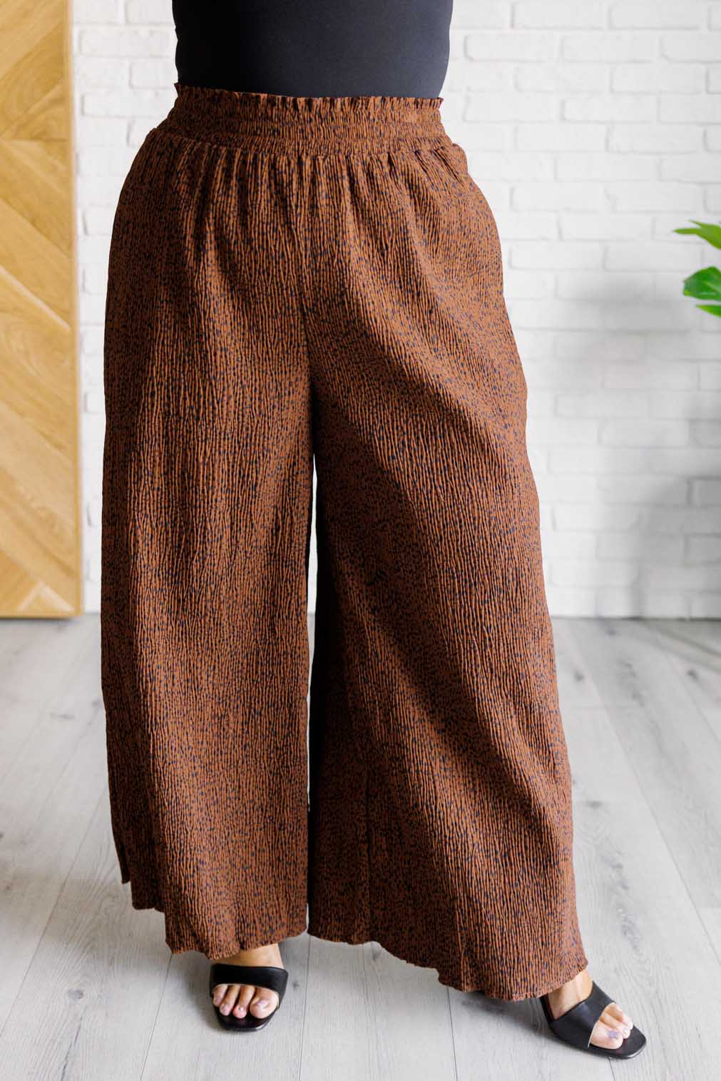 Harmony High Rise Wide Leg Pants in Brown Bottoms Ave Shops- Tilden Co.
