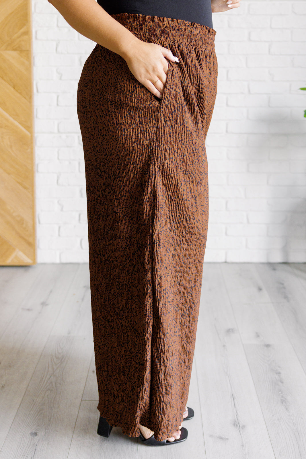 Harmony High Rise Wide Leg Pants in Brown Bottoms Ave Shops- Tilden Co.