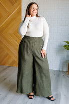 Harmony High Rise Wide Pants in Olive    Bottoms Ave Shops- Tilden Co.