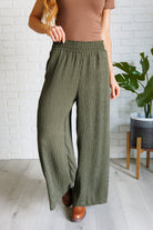 Harmony High Rise Wide Pants in Olive    Bottoms Ave Shops- Tilden Co.