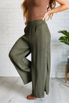 Harmony High Rise Wide Pants in Olive    Bottoms Ave Shops- Tilden Co.