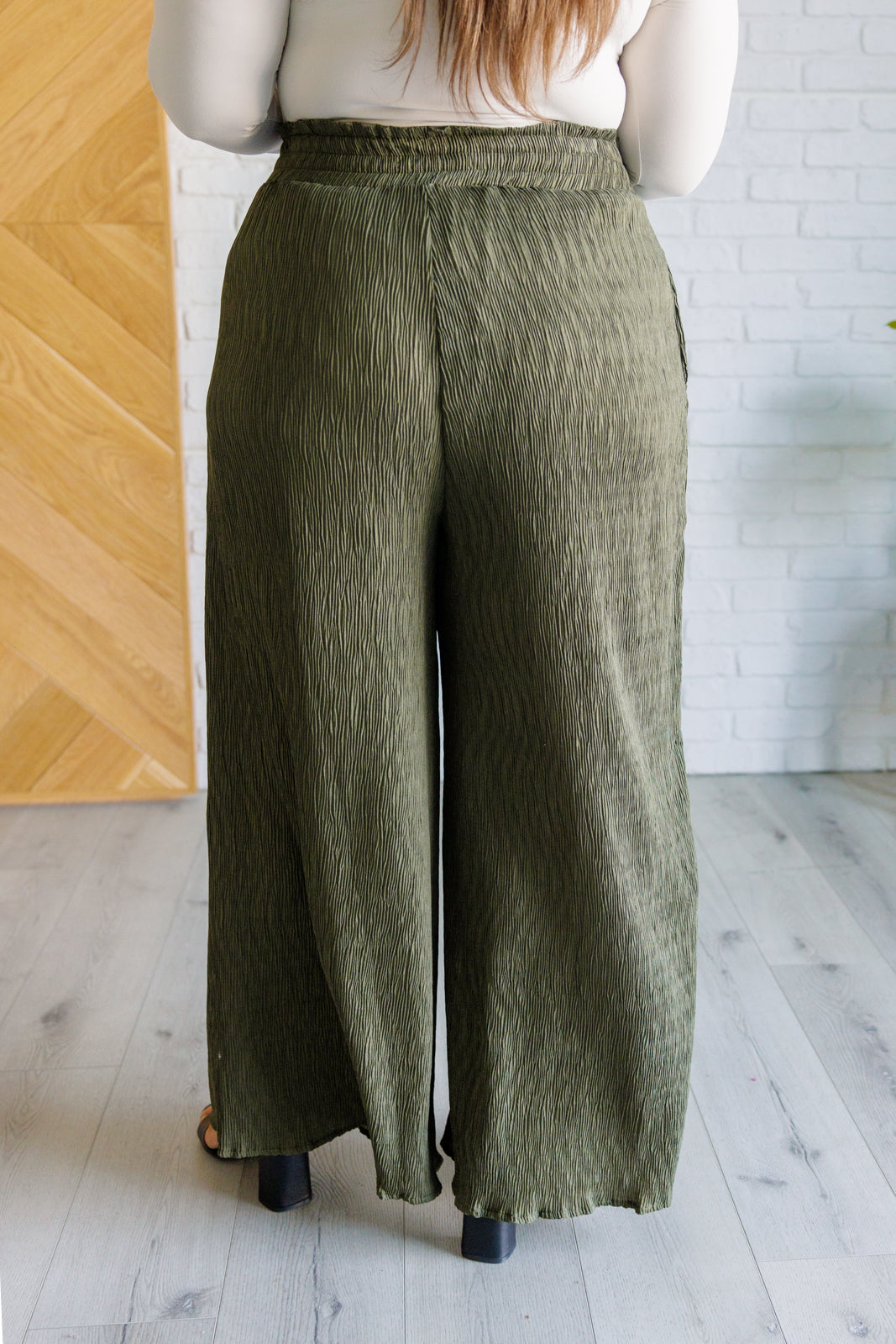 Harmony High Rise Wide Pants in Olive    Bottoms Ave Shops- Tilden Co.