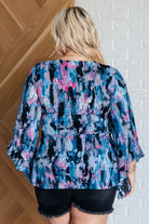 Have it All Angel Sleeve Top in Abstract Magenta    Blouses Ave Shops- Tilden Co.