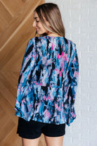 Have it All Angel Sleeve Top in Abstract Magenta    Blouses Ave Shops- Tilden Co.