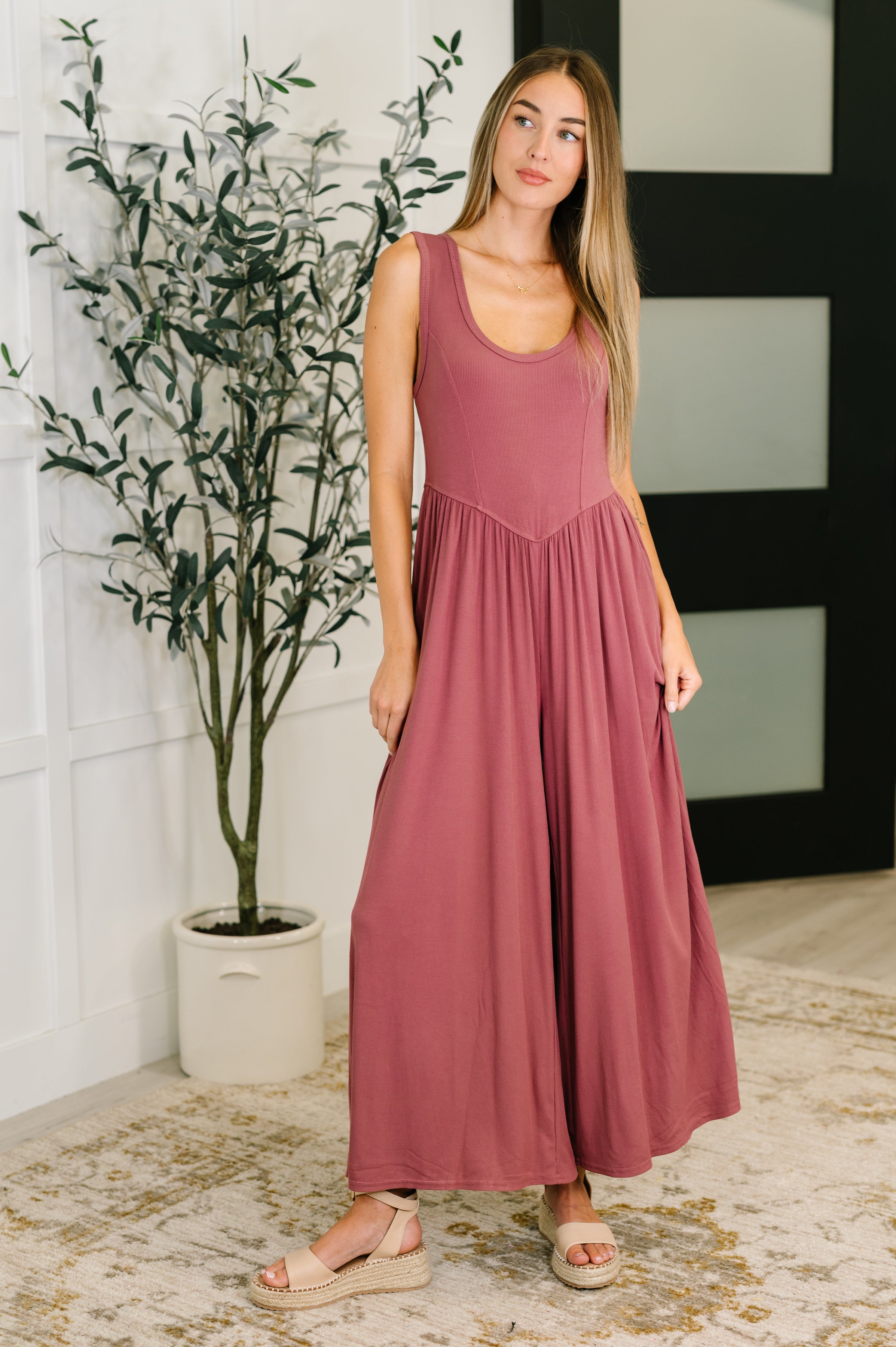 Head to Toe Whoa Gathered Wide Leg Jumpsuit in Mauve Womens Ave Shops- Tilden Co.