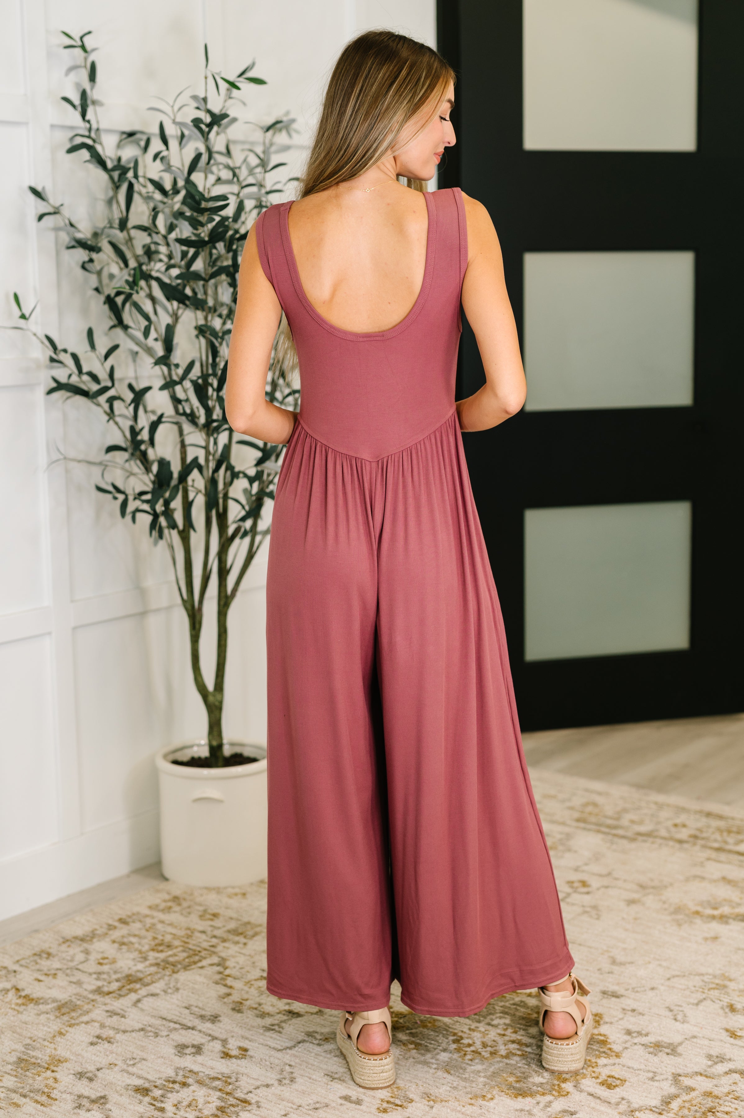 Head to Toe Whoa Gathered Wide Leg Jumpsuit in Mauve Womens Ave Shops- Tilden Co.