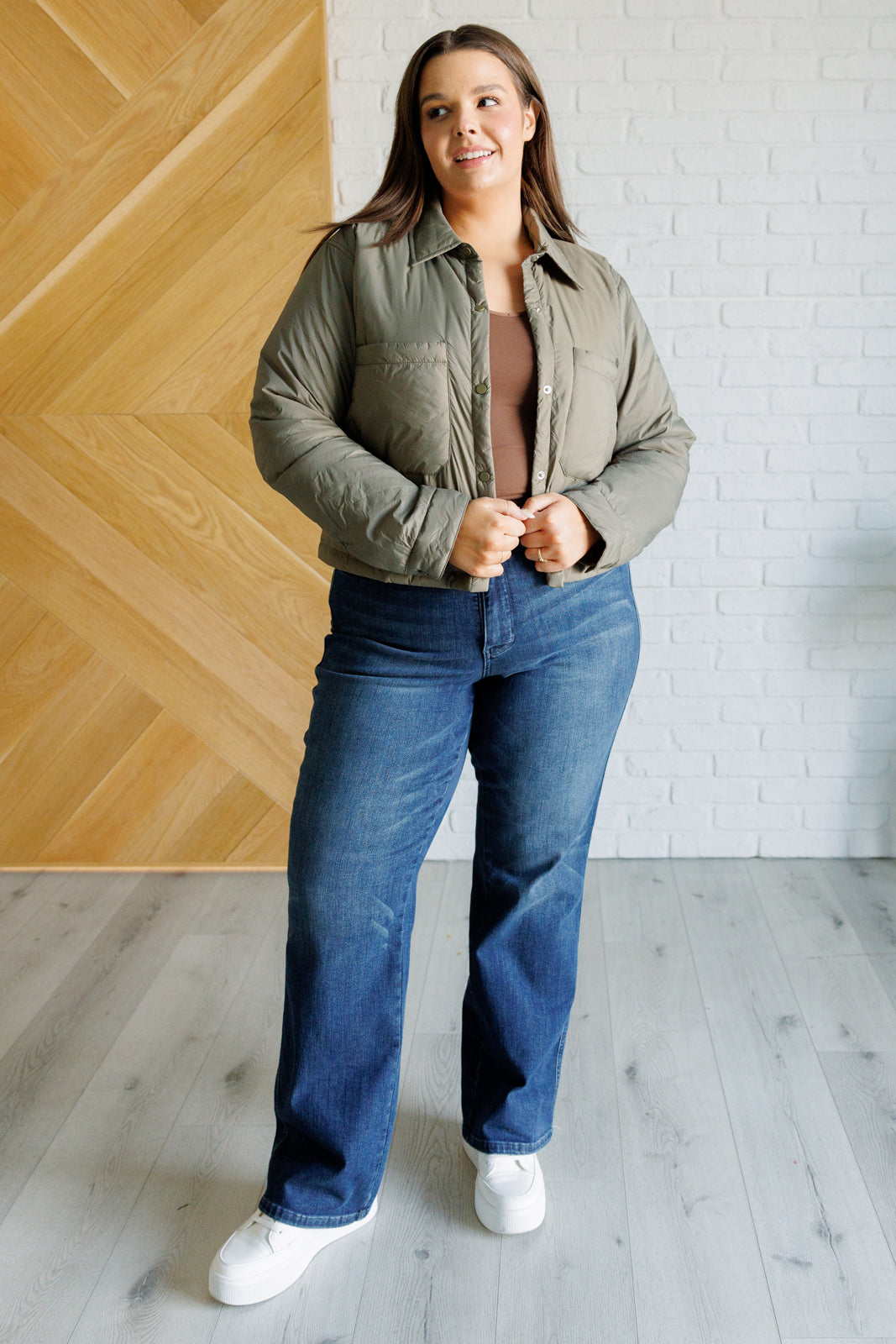 Hear Me Out Lightweight Puffer Jacket in Olive Layers Ave Shops- Tilden Co.