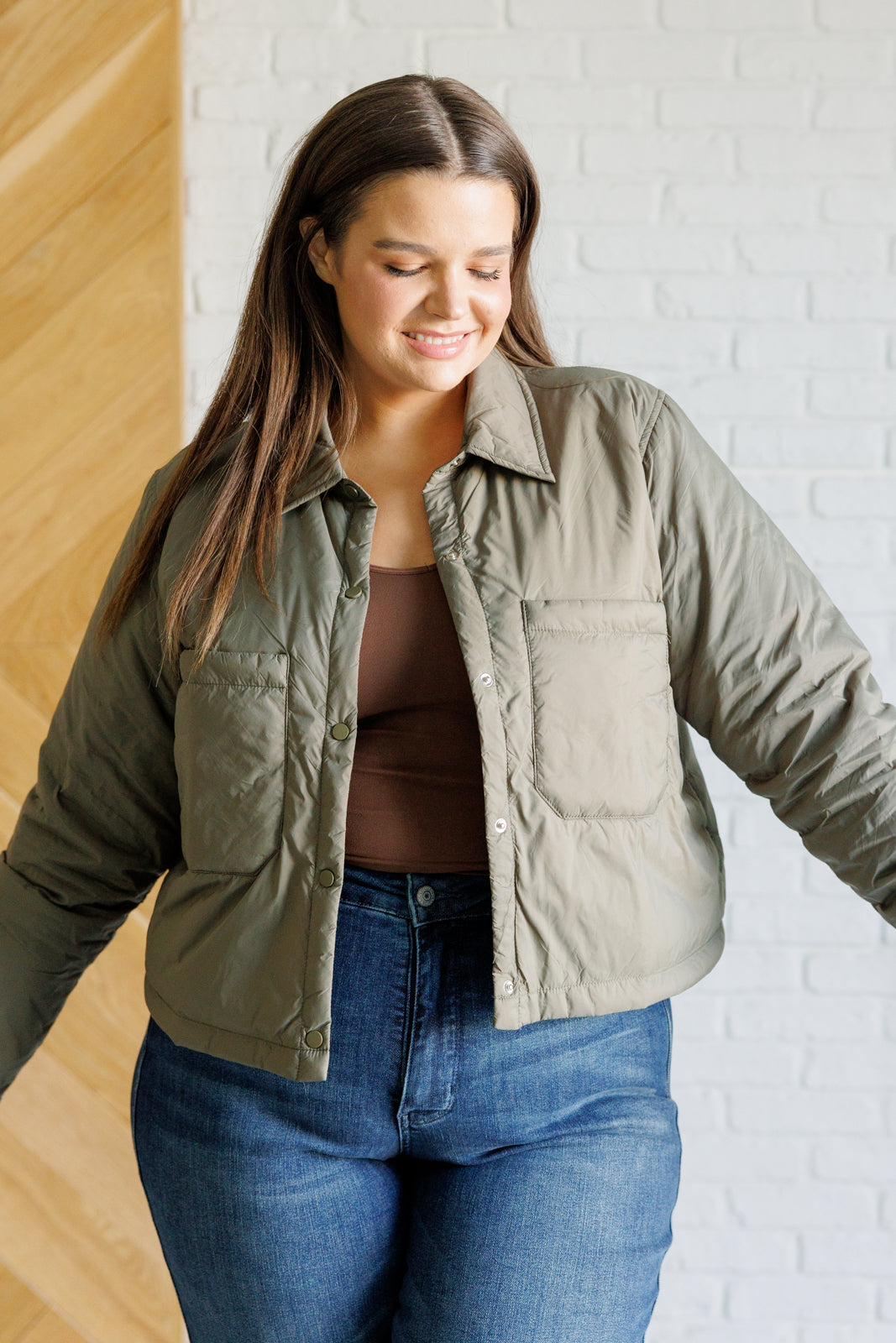 Hear Me Out Lightweight Puffer Jacket in Olive Layers Ave Shops- Tilden Co.