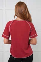 Heartbreaker Waffle Knit Tee in Cranberry    Tops Ave Shops- Tilden Co.