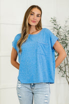 Heathered Harmony Basic Tee in Ocean Blue Womens Ave Shops- Tilden Co.