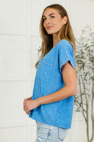 Heathered Harmony Basic Tee in Ocean Blue Womens Ave Shops- Tilden Co.