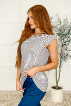 Heavily Invested Striped Ruffle Detail Top Tops Ave Shops- Tilden Co.