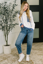 Here for Now Color Block Hoodie in Blue Womens Ave Shops- Tilden Co.