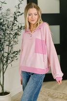 Here for Now Color Block Hoodie in Pink Womens Ave Shops- Tilden Co.