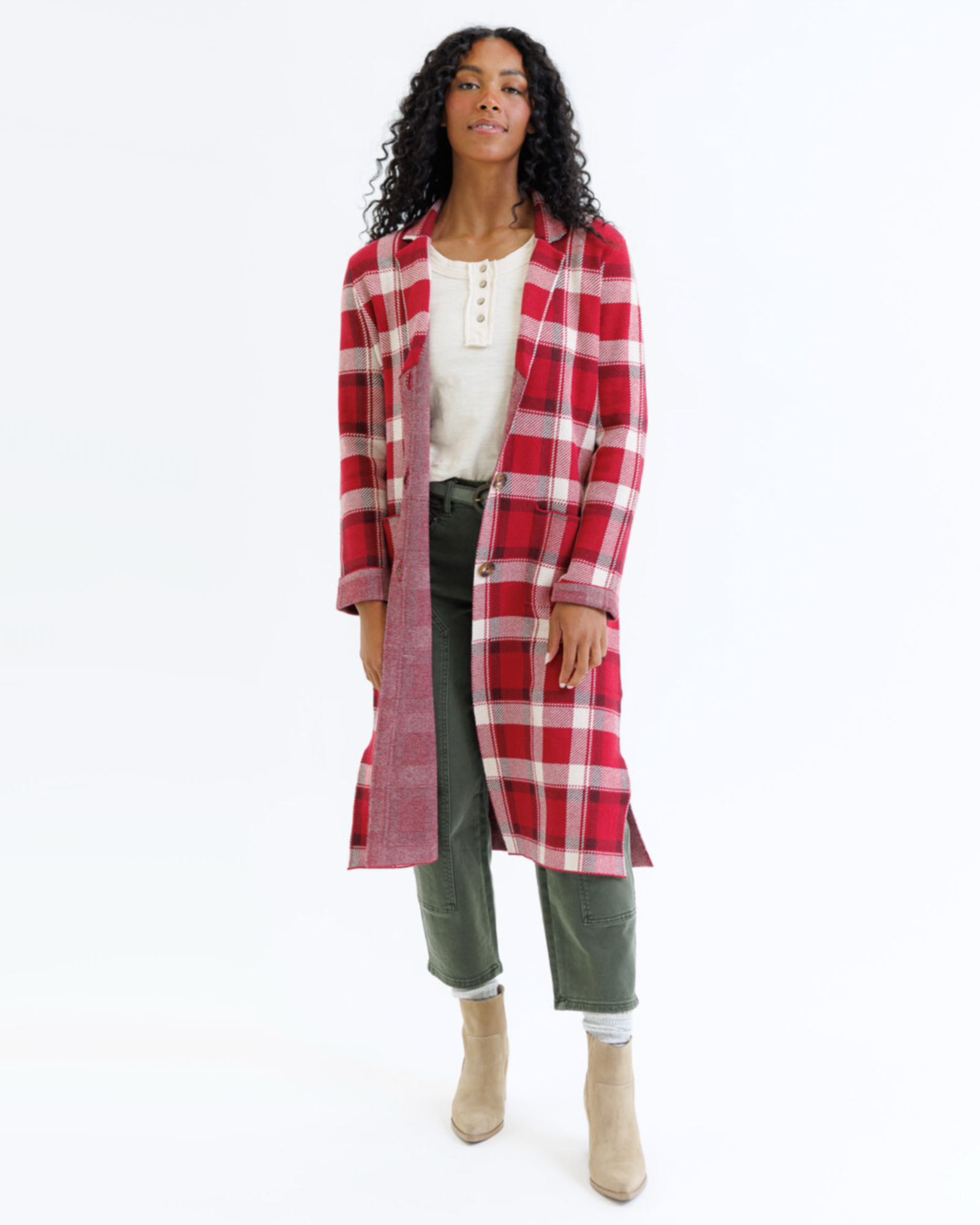 Heritage Sweater Jacket XS / DK Red Plaid XS DK Red Plaid Outerwear Downeast- Tilden Co.