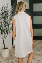 High Tide High Neck Embossed Sleeveless Dress in Off White Knee Length Dress Ave Shops- Tilden Co.