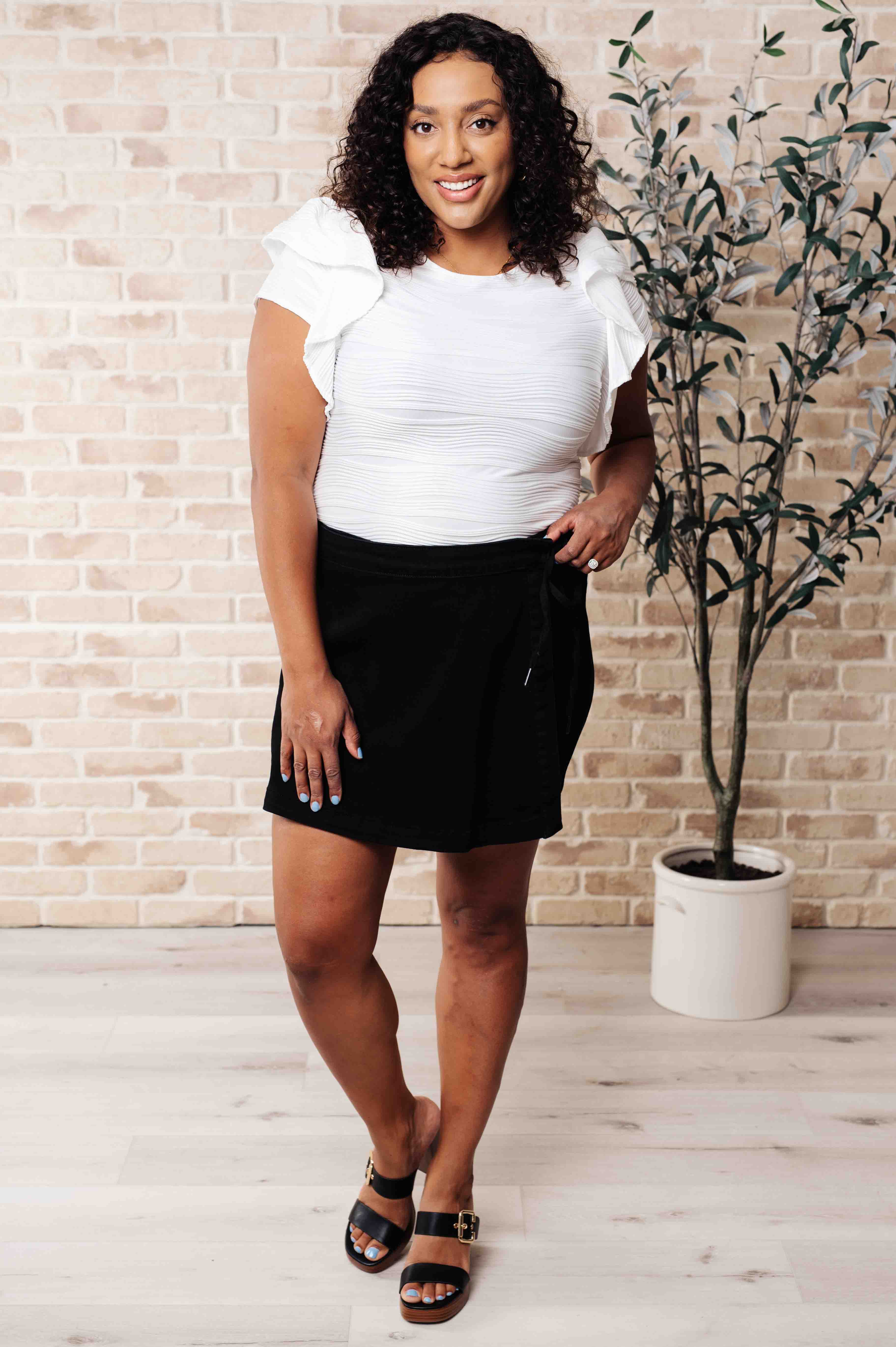 Highest Praise Ruffle Sleeve Blouse Tops Ave Shops- Tilden Co.