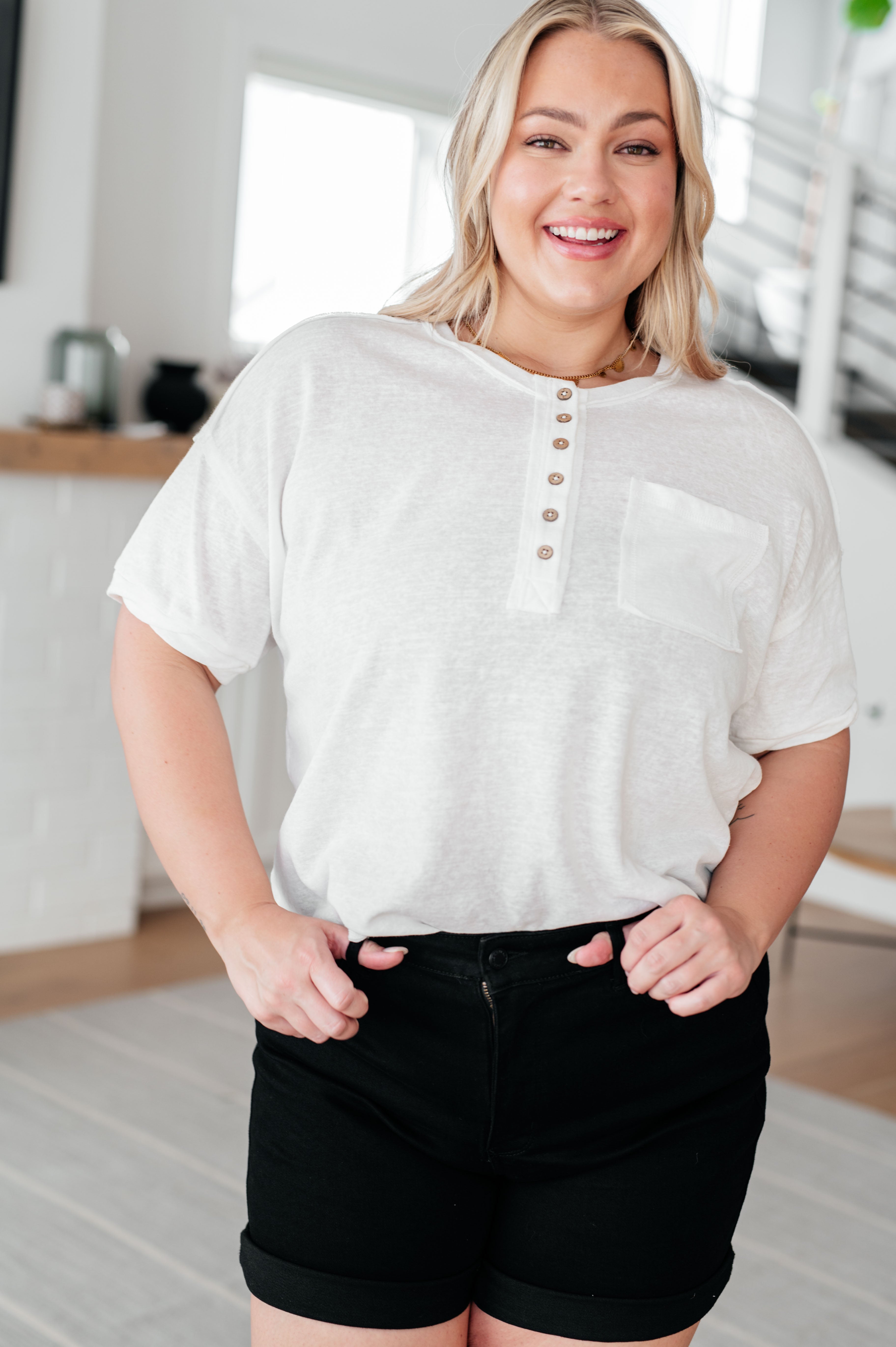Hipster Henley Top Tops Ave Shops- Tilden Co.