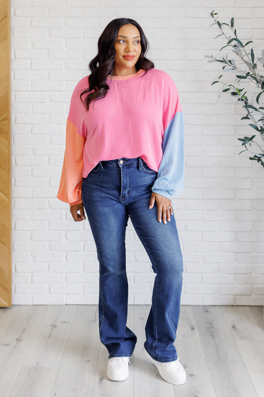 Hit Me With Your Best Shot Colorblock Top in Bright Pink Tops Ave Shops- Tilden Co.