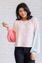 Hit Me With Your Best Shot Colorblock Top in Light Pink Tops Ave Shops- Tilden Co.