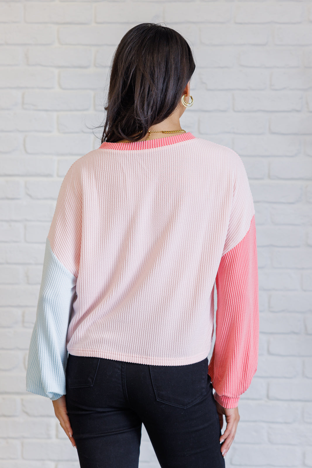 Hit Me With Your Best Shot Colorblock Top in Light Pink Tops Ave Shops- Tilden Co.