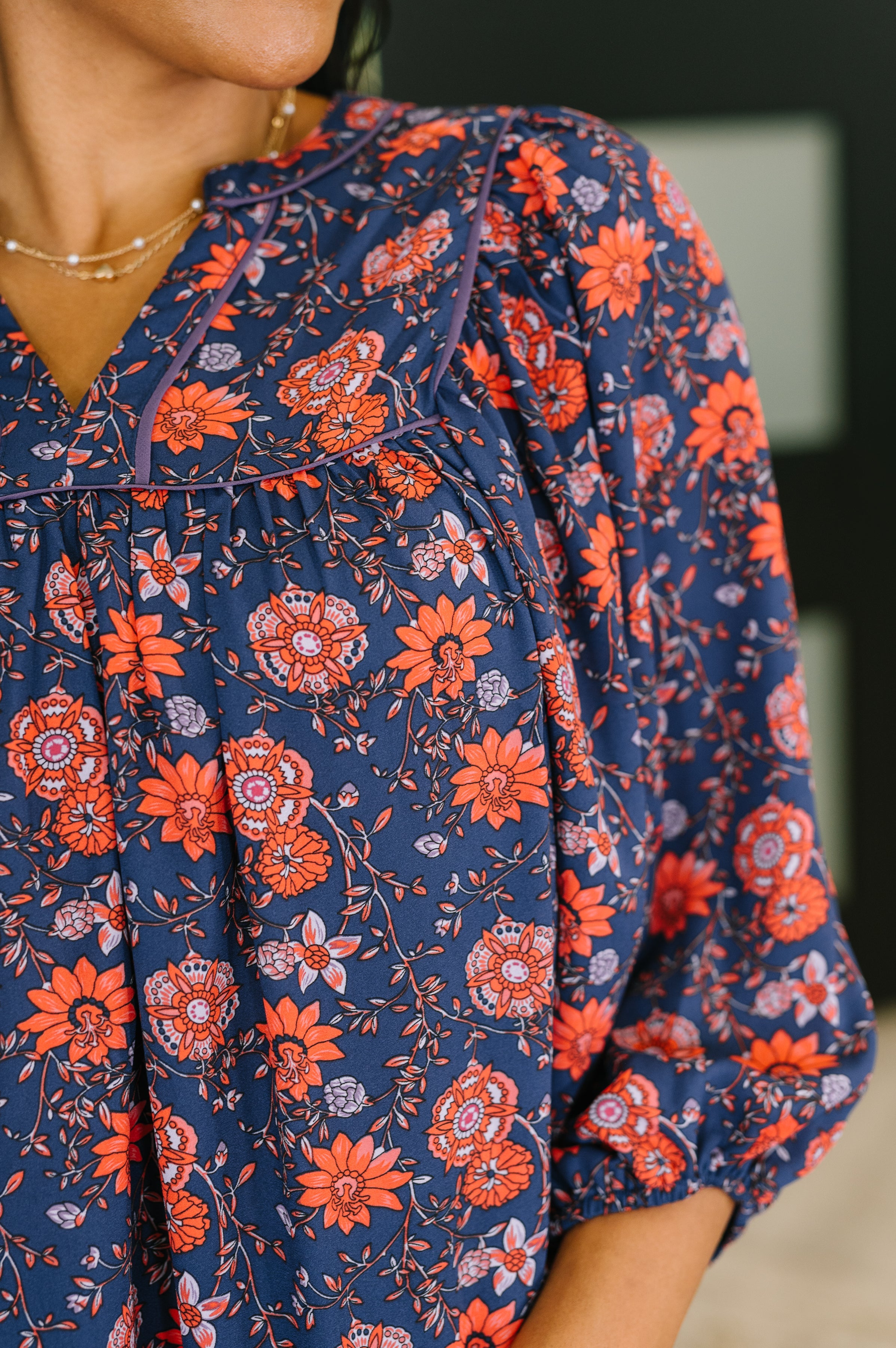 Hitherto Unknown Floral Babydoll Blouse Womens Ave Shops- Tilden Co.