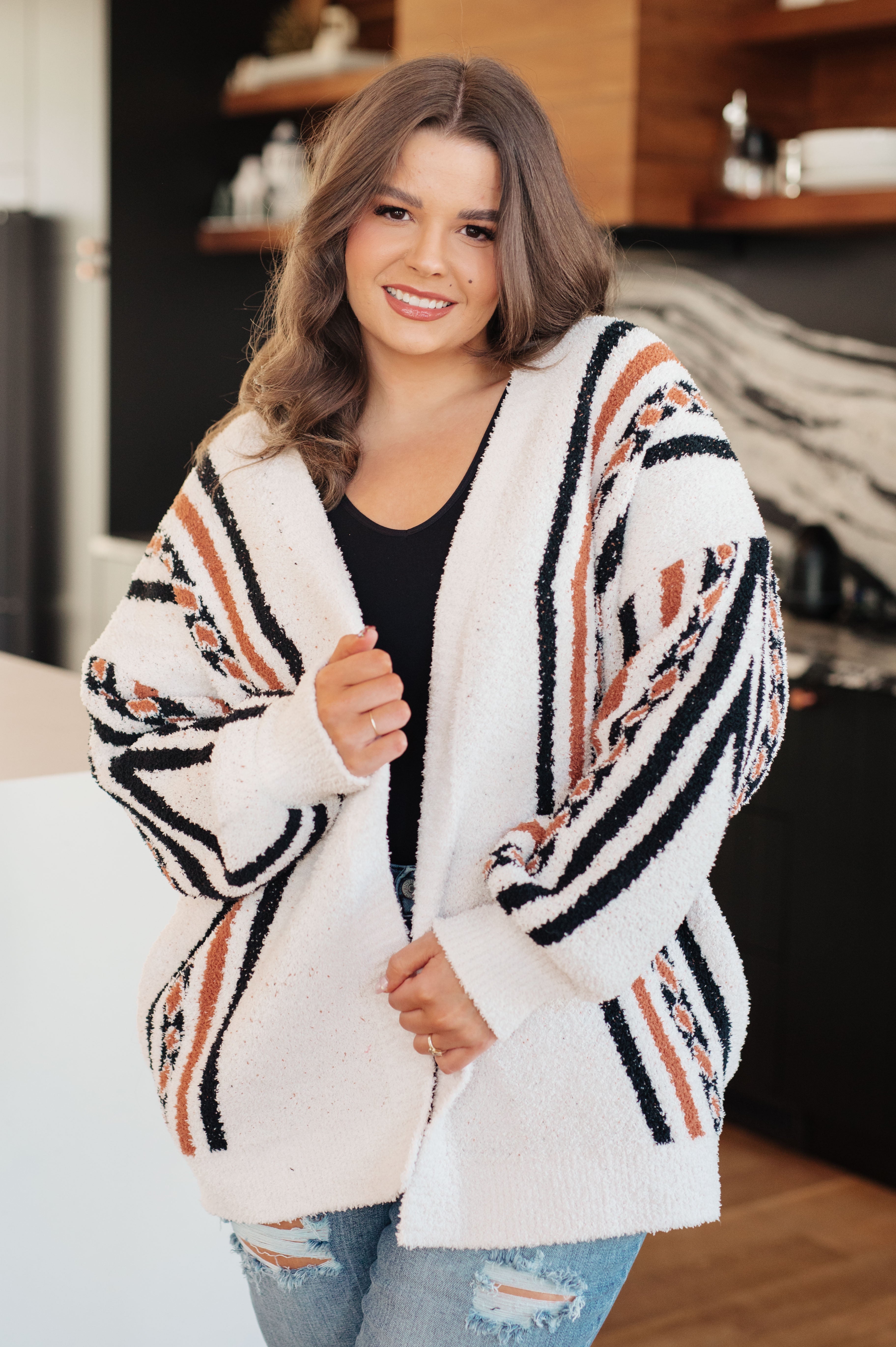 Holding On Aztec Print Cardigan Layers Ave Shops- Tilden Co.