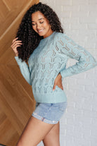 Hole In One Sheer Pointelle Knit Sweater    Tops Ave Shops- Tilden Co.