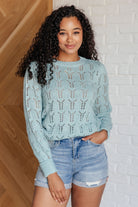 Hole In One Sheer Pointelle Knit Sweater    Tops Ave Shops- Tilden Co.