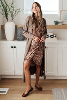 Honey Do I Ever Faux Wrap Dress in Taupe    Dresses Ave Shops- Tilden Co.