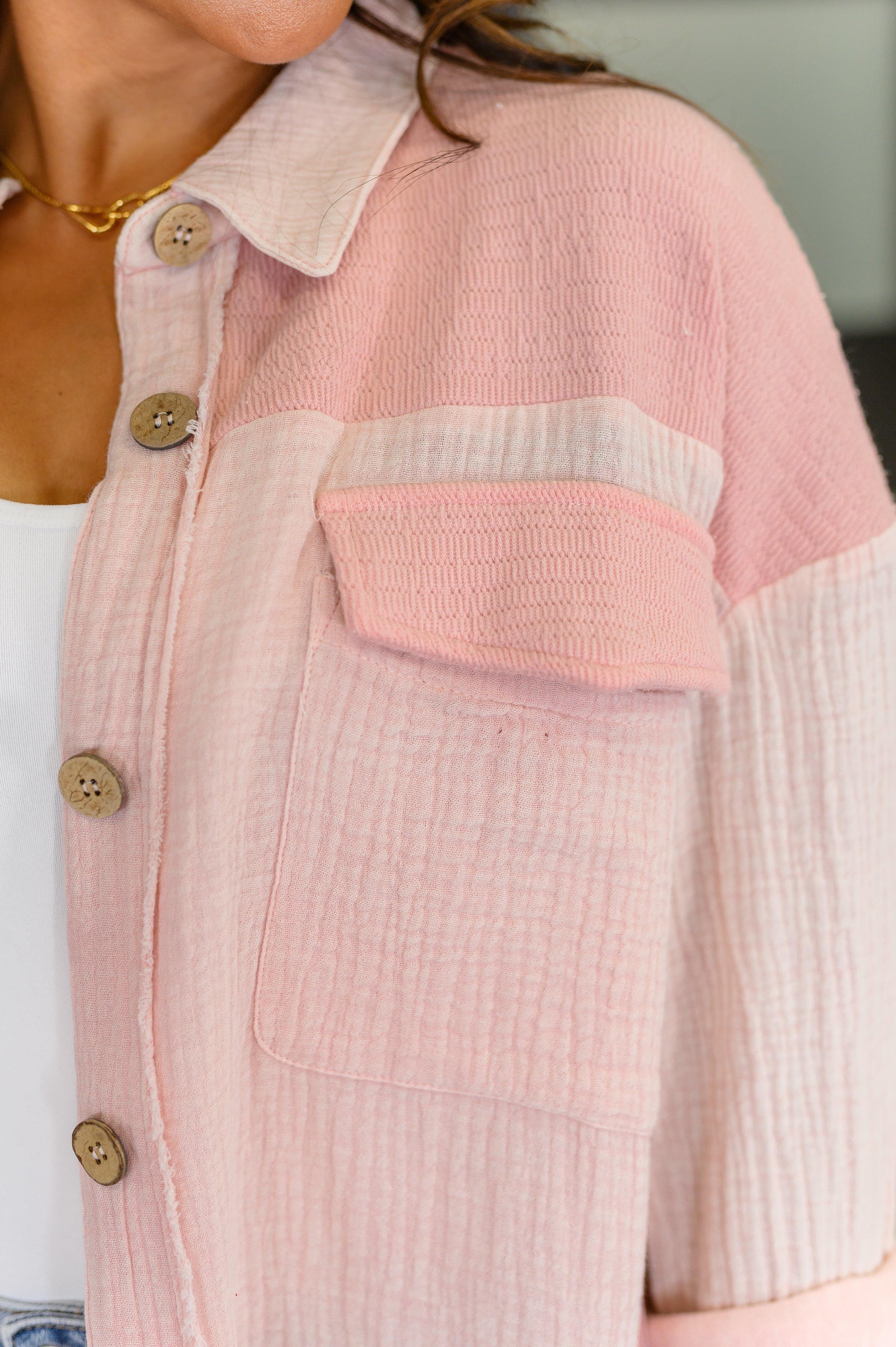 Hot & Unbothered Full Front Button Down Shacket in Pink Womens Ave Shops- Tilden Co.