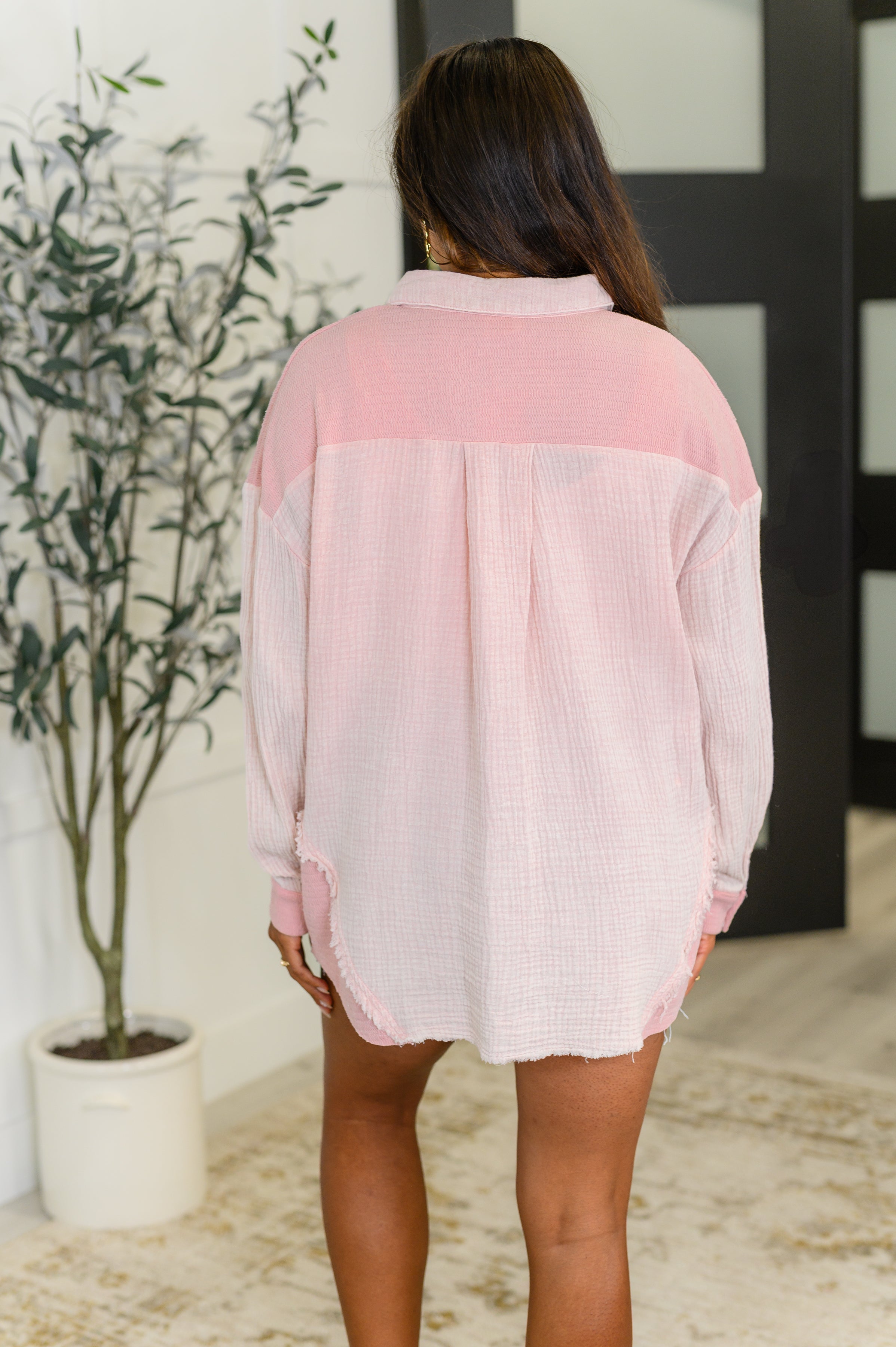Hot & Unbothered Full Front Button Down Shacket in Pink Womens Ave Shops- Tilden Co.