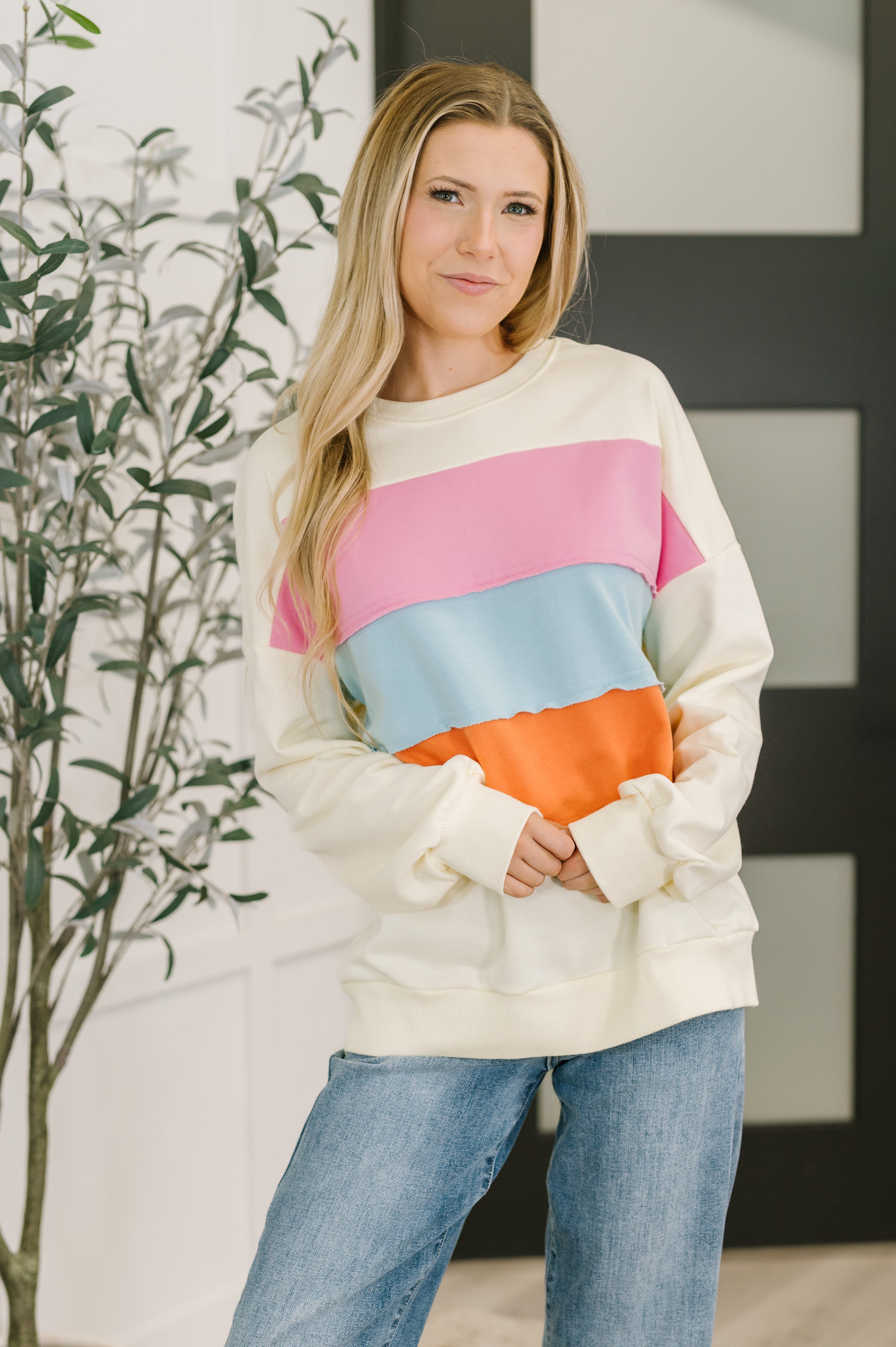 Humor Me Color Block Relaxed Pullover Womens Ave Shops- Tilden Co.