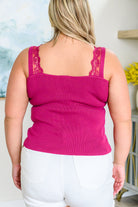 I Can Love You Better Lace Trim Tank in Berry Tops Ave Shops- Tilden Co.