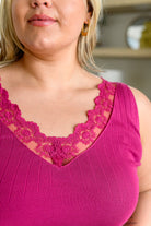 I Can Love You Better Lace Trim Tank in Berry Tops Ave Shops- Tilden Co.