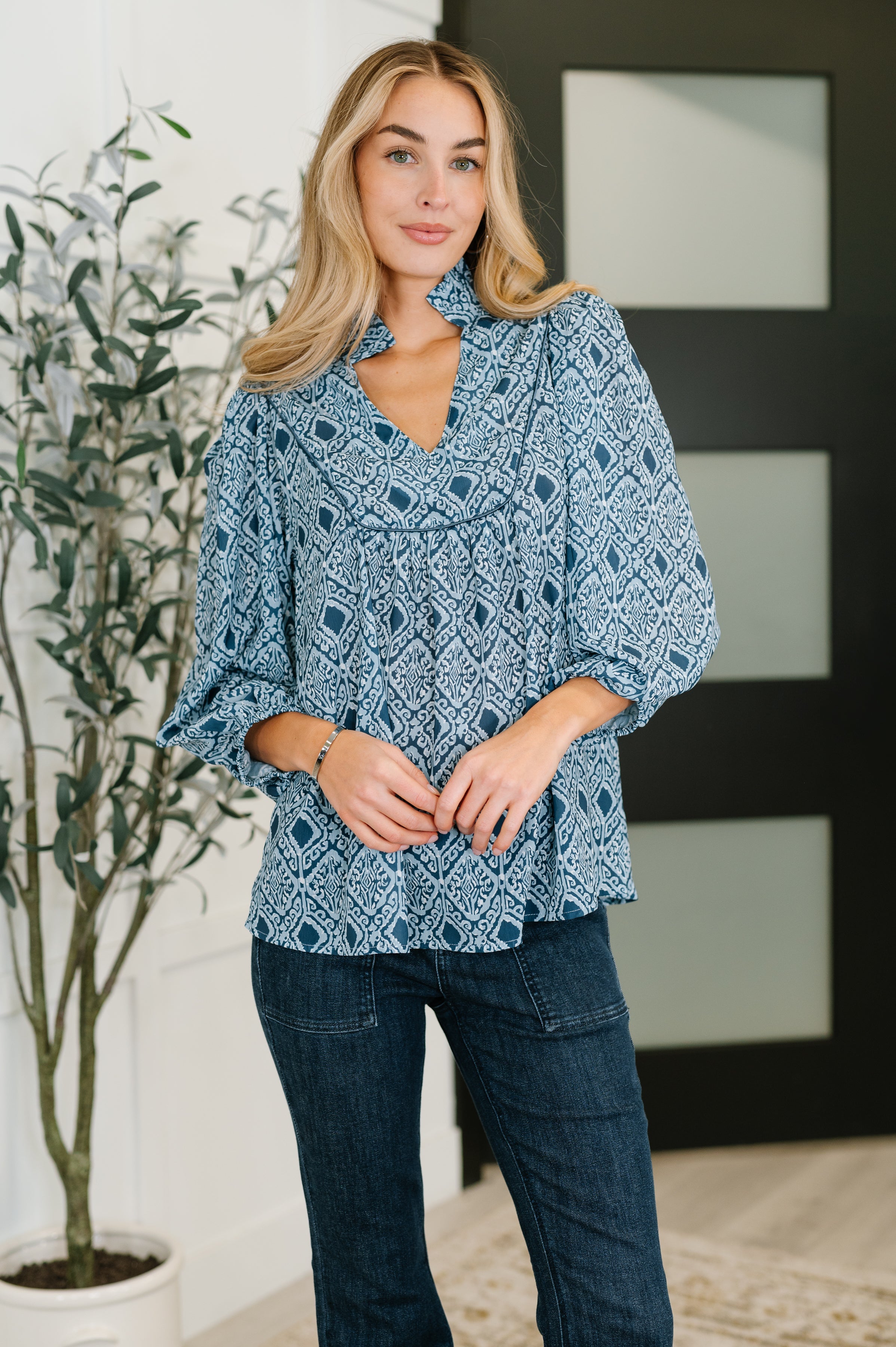 I Gave You My Heart Floral Babydoll Blouse Womens Ave Shops- Tilden Co.