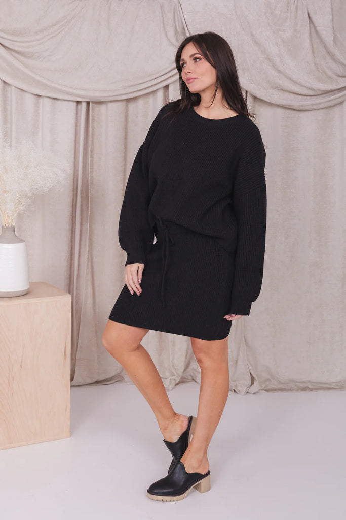 Sweater Skirt in Black    Skirt Mikarose- Tilden Co.