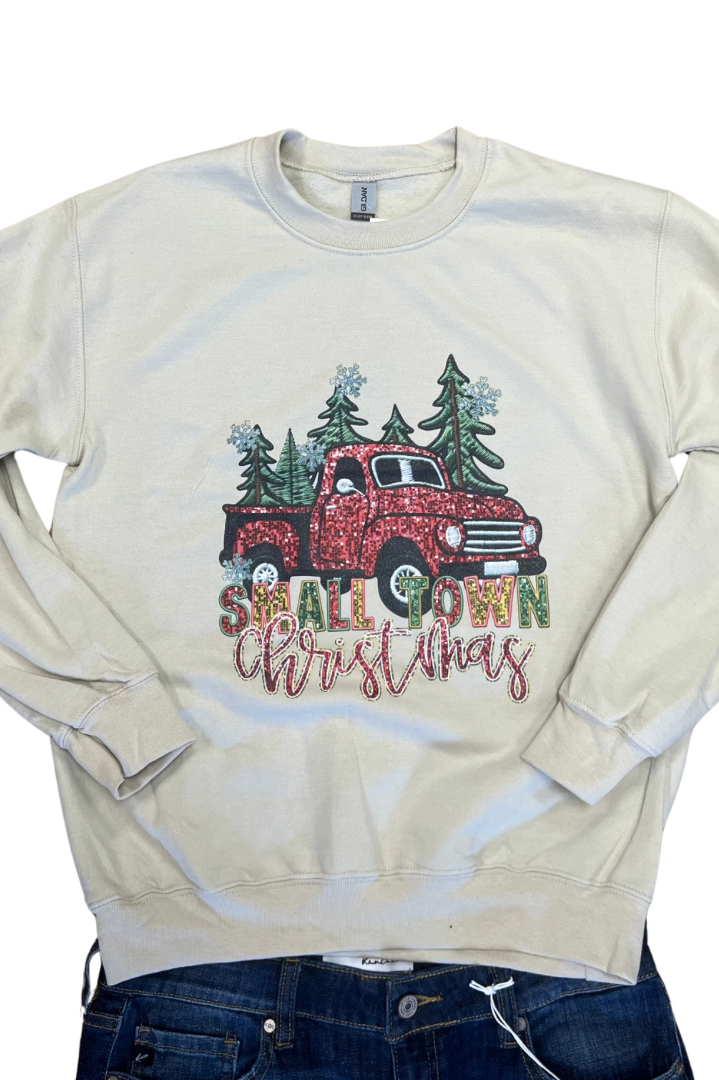 Small Town Christmas Truck Crewneck     Daydreamer Creations- Tilden Co.